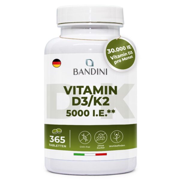 Vitamin D3 K2 – 5000 IE 365 Tabletten
